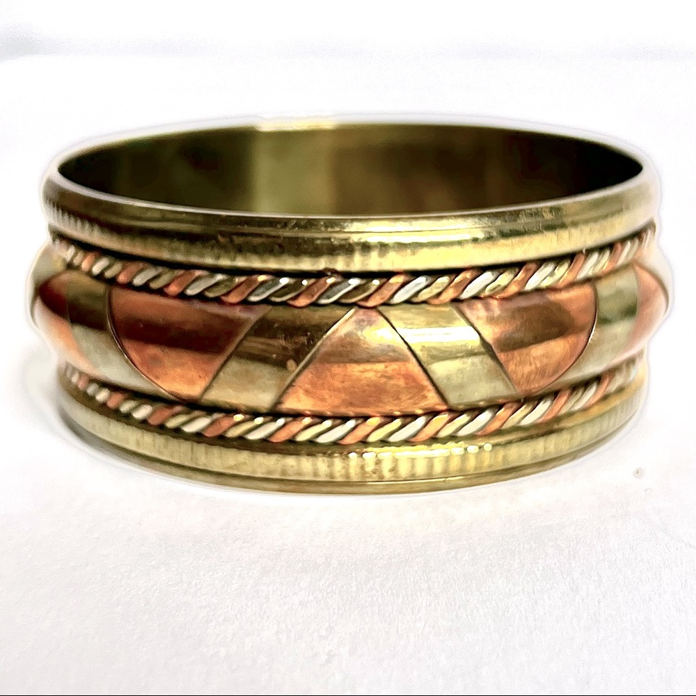 Vintage Bangle Mixed Metal Cuff Bracelet